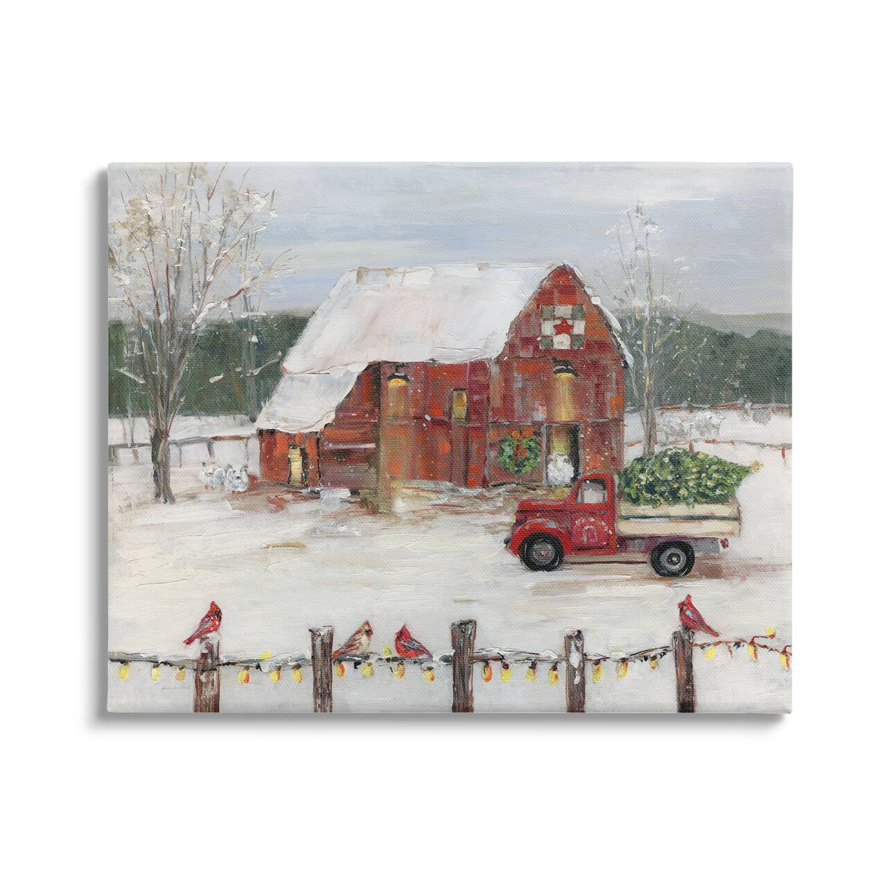 Stupell Industries Snowy Holiday Tree Farm Landscape Canvas Wall Art